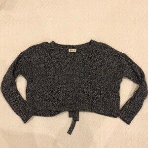 Hollister Black White Tie Back Knit Women Crop Sweater Size Small